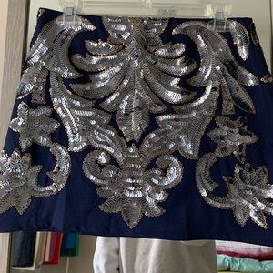 Navy and Metallic, Verty Sequins mini-skirt